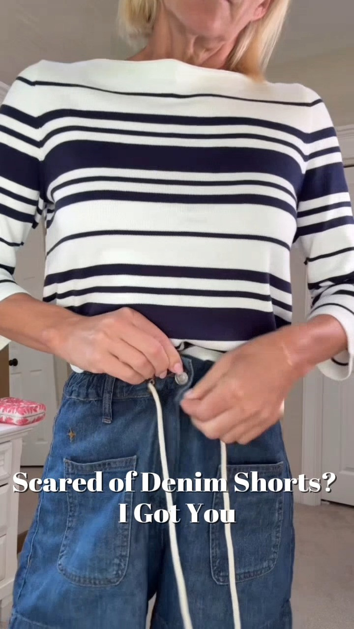 You can never go wrong with stripes and denim. These drawstring shorts are comfortable, the sweater is a timeless staple, and the crossbody pulls it all together. 

 #LTKdayinmylife #LTKgrwm