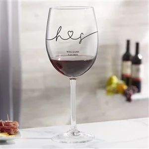 Drawn Together By Love Personalized Red Wine Glass | Personalization Mall