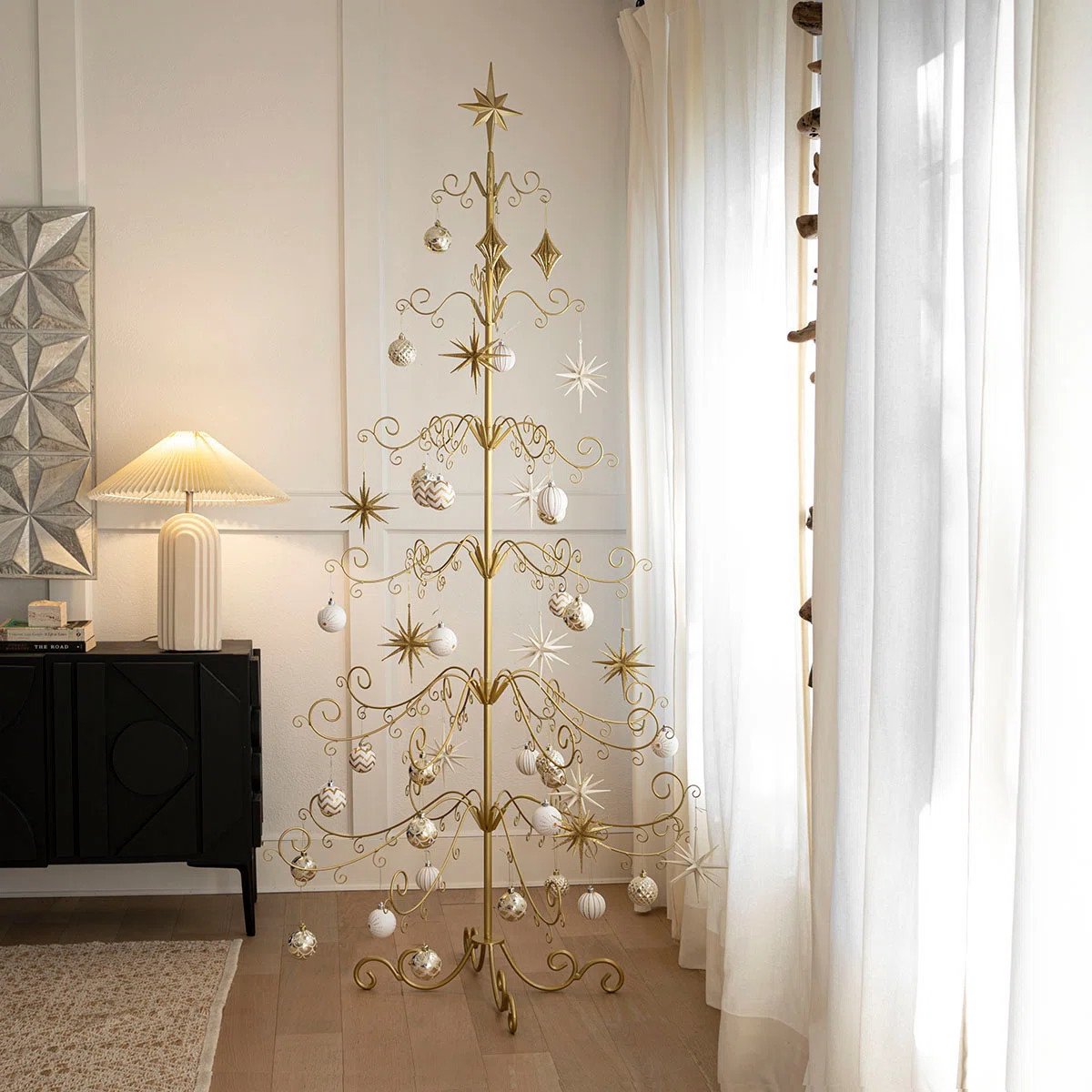 Barton 6.4ft Wrought Christmas Tree Ornament Display Stand- DIY Star Topper | Wayfair North America