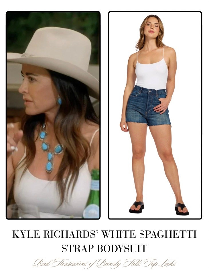 Kyle Richards’ White Spaghetti Strap Bodysuit 