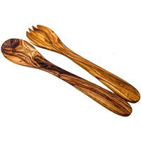 Selbrae House Olive Wood - Salad Server Set in Natural | Debenhams UK