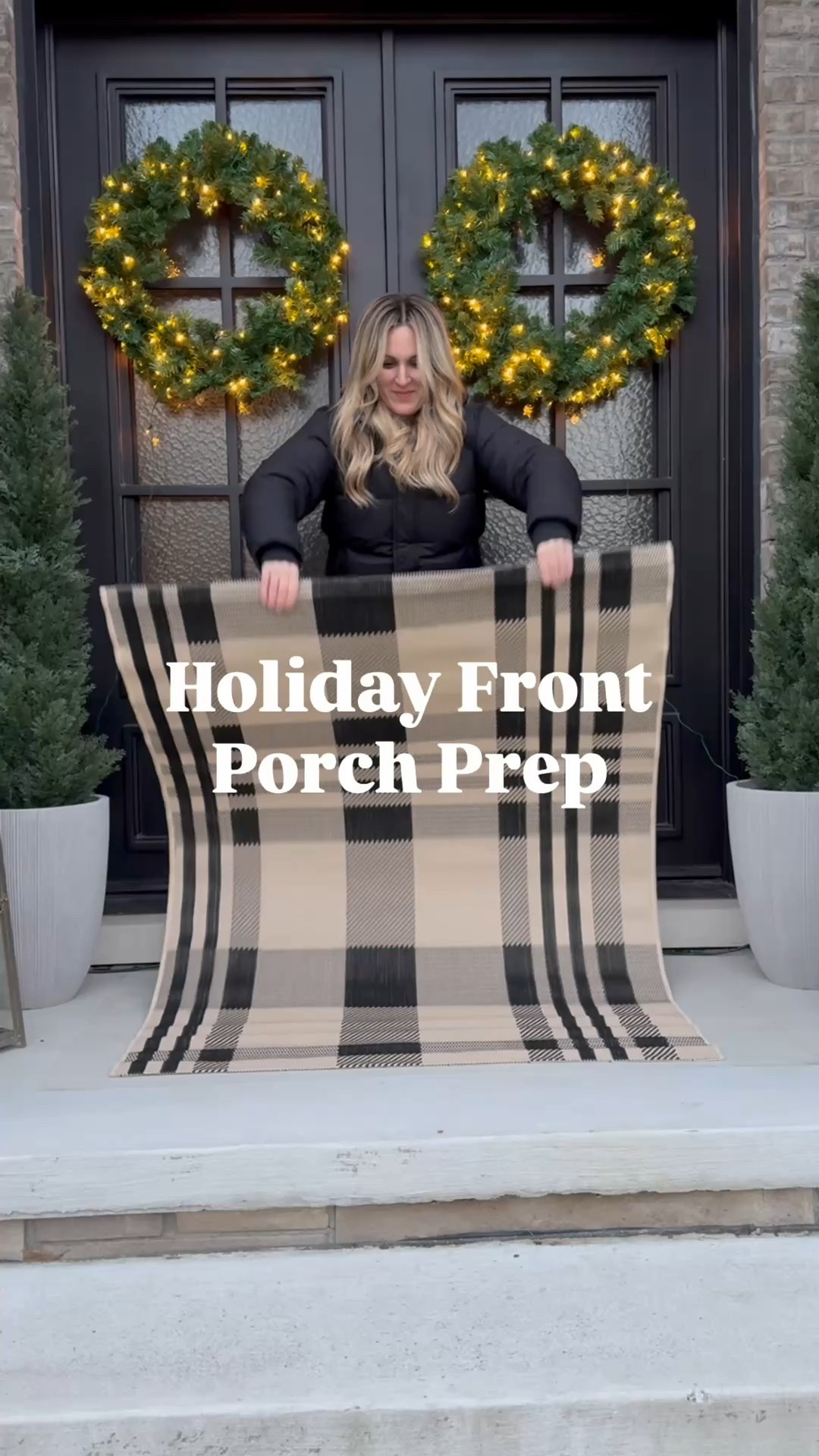 Shop my holiday front porch including my plaid rug, holiday doormat, cedar trees, ribbed planters and lit wreaths from Wayfair. 

#LTKHoliday #LTKSeasonal #LTKHome