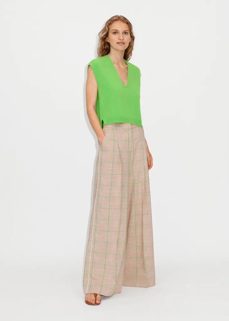 Feminine Check Wide-Leg Man Pant | ME+EM Global (Excluding US)