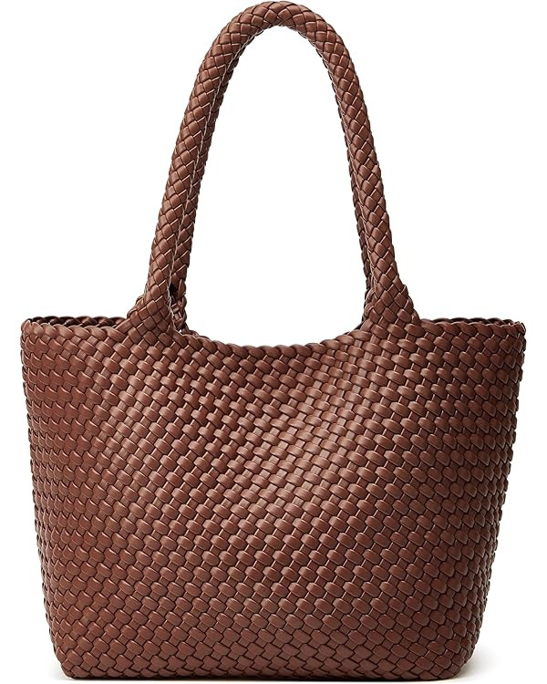Woven Tote Bag Womens Purse: Vegan Leather Shoulder Handbags - Fashion Summer Beach Tote Bags - L... | Amazon (US)