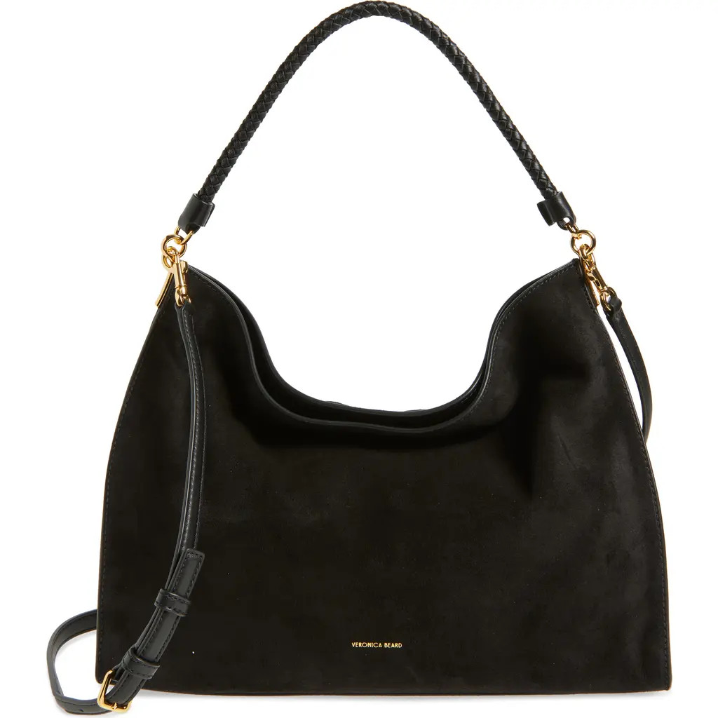 Veronica Beard Beard Vida Suede Shoulder Bag in Black at Nordstrom | Nordstrom