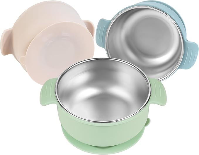 Stainless Steel and Silicone with Suction Baby Bowls 3 Packs 4.3” Kids Feeding,Non-Toxic&Lead-F... | Amazon (US)