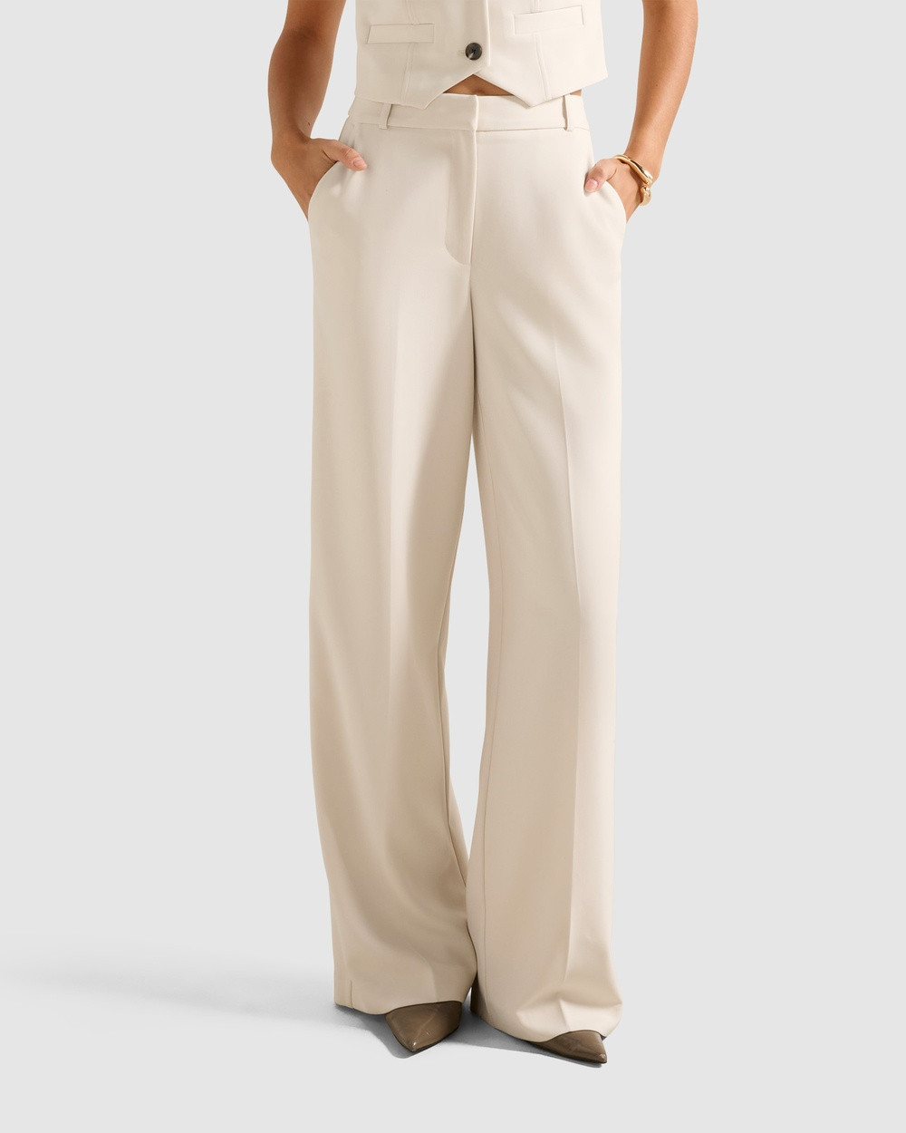 Forever New - Oaklyn Wide Leg Pants - Pants (Cream) Oaklyn Wide Leg Pants | THE ICONIC (AU & NZ)