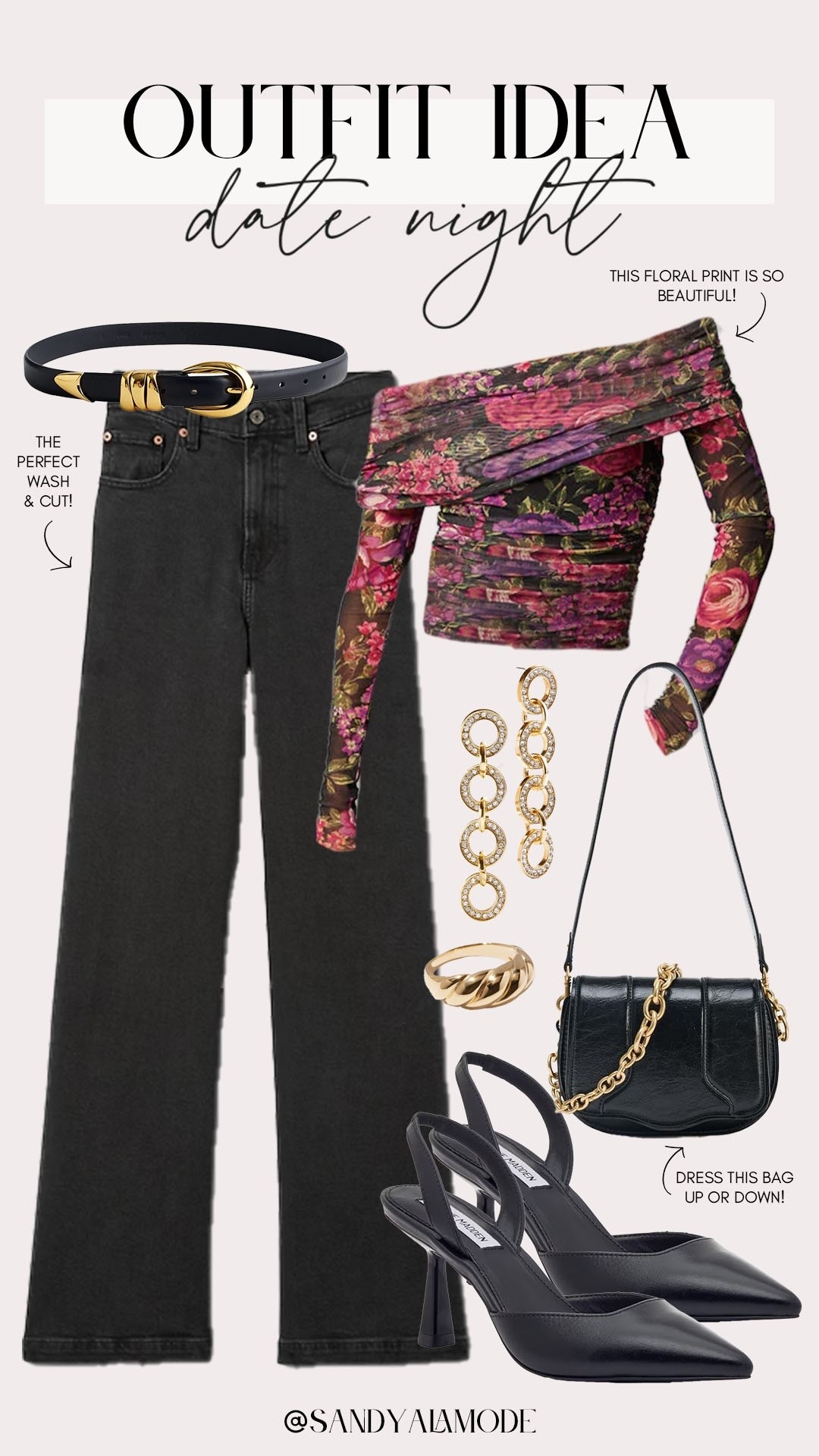 Date night outfit idea. Chic fall style. Vici new arrivals. Fall floral off the shoulder top. Girls night outfit. Black jeans. Zara black handbag  

#LTKFindsUnder100 #LTKSeasonal #LTKStyleTip