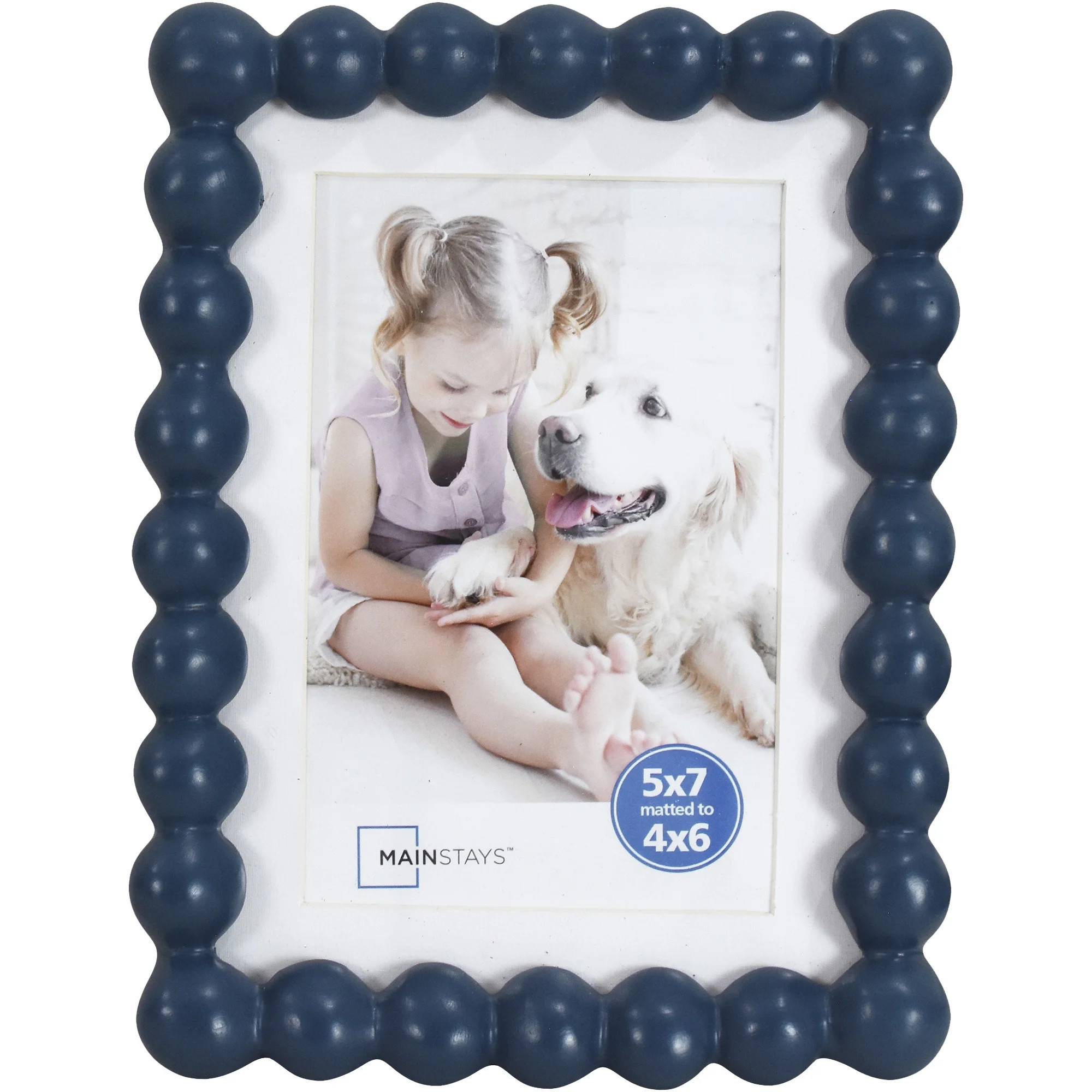 Mainstays Washed Indigo Bubble Beaded 5x7 Picture Frame Matted to 4x6, Indigo Photo Frame for Wal... | Walmart (US)