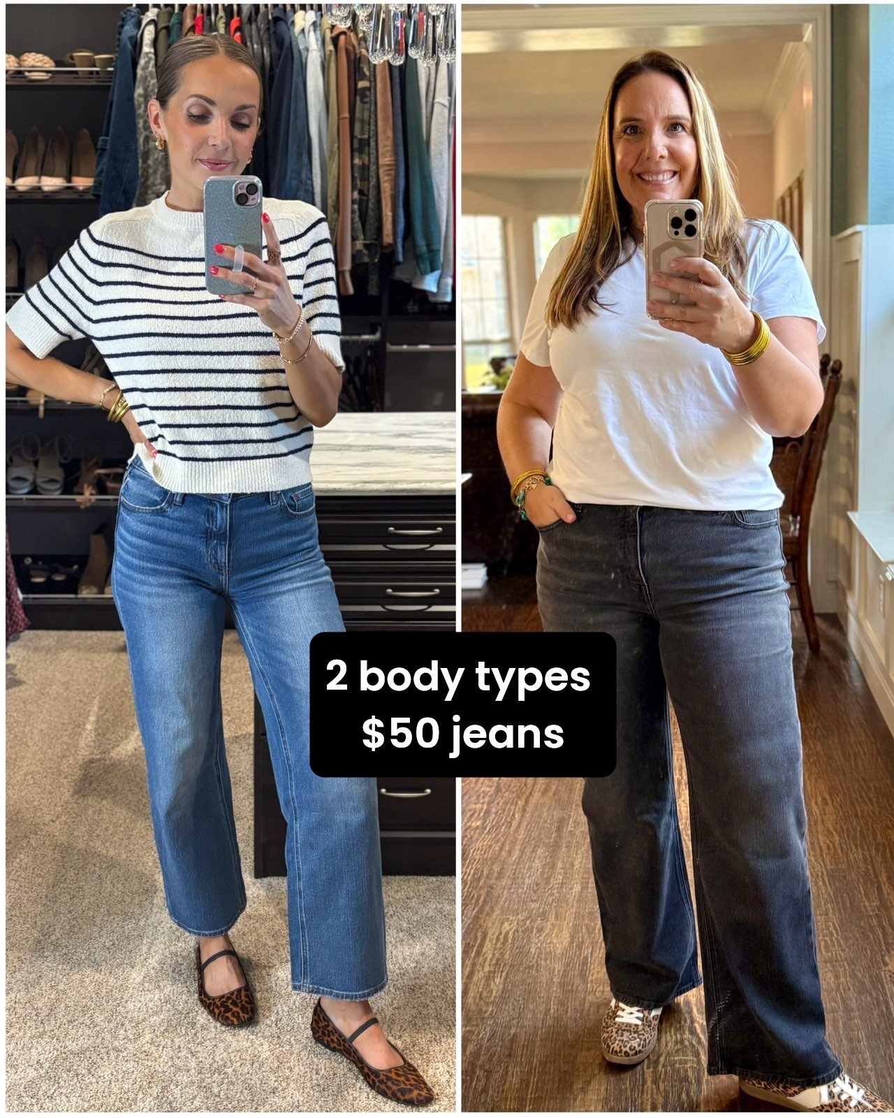Wednesday Twinning! 
@quince jeans 
We are both 5’6
I am wearing size 26 with 28” inseam
Kristy is wearing size 32 with 30” inseam

#LTKFindsUnder50 #LTKMidsize #LTKStyleTip
