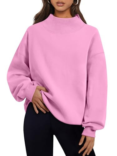 Trendy Queen Womens Oversized Sweatshirts Turtleneck Pullover Long Sleeve Hoodies Tops Fall Fashion Outfits 2026 Clothes Pink 2XL | Amazon (US)