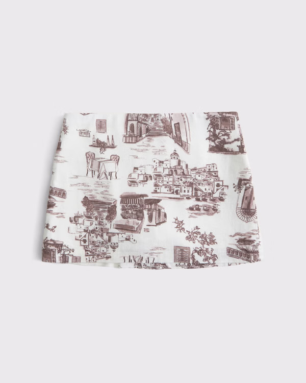 The A&F Scarlett Mid Rise Linen-Blend Mini Skort | Abercrombie & Fitch (US)