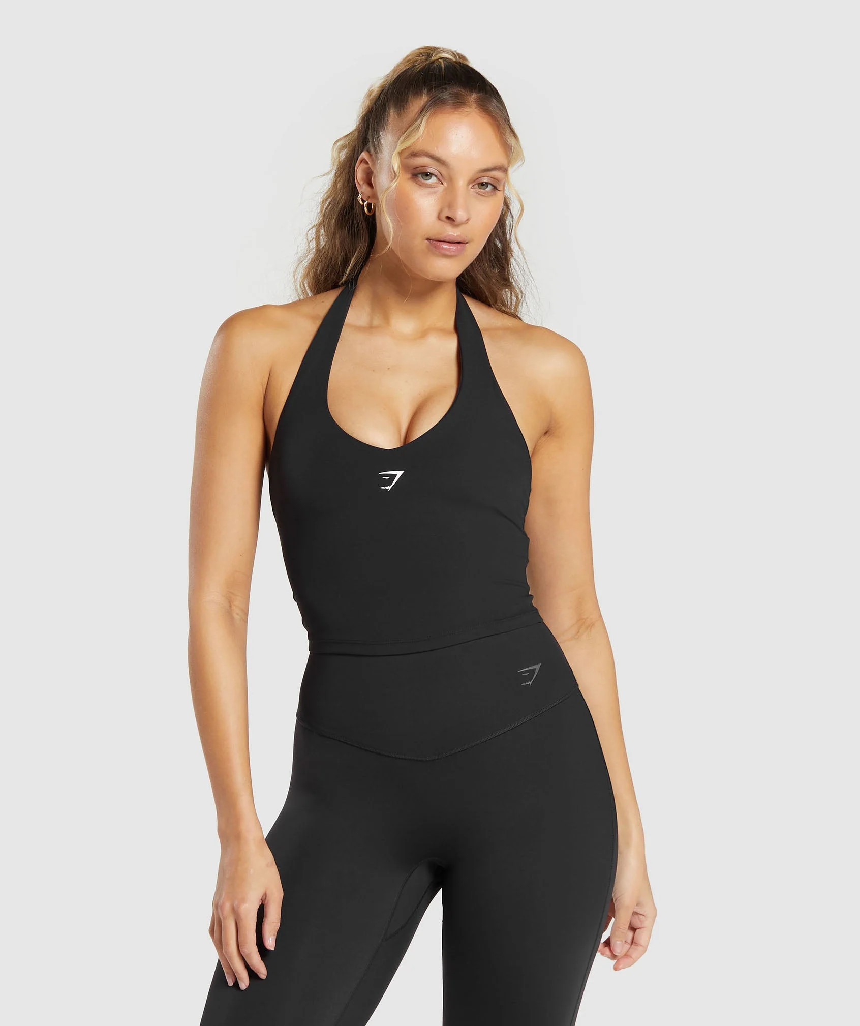 Gymshark Halter Neck Cami with Shelf - Black | Gymshark UK