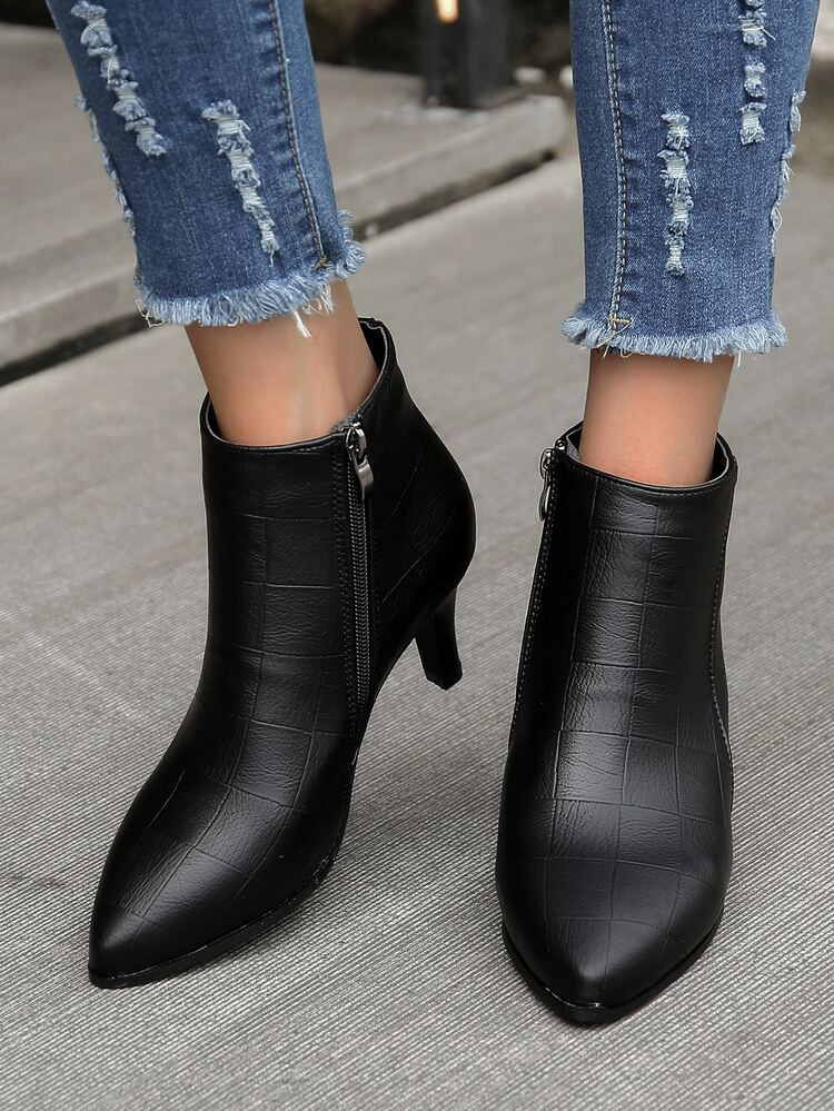 Zip Side Point Toe Boots | SHEIN