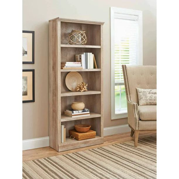 Better Homes & Gardens 71" Crossmill 5-Shelf Bookcase, Weathered Finish - Walmart.com | Walmart (US)