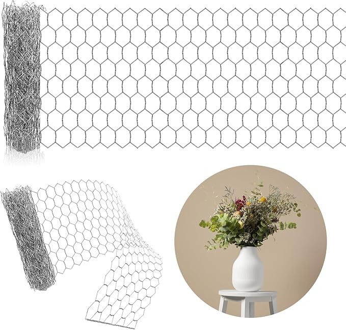 Floral Chicken Wire Flower Arrangement: 39 X 39 Inch Galvanized Chicken Wire Roll Bendable Vase F... | Amazon (US)