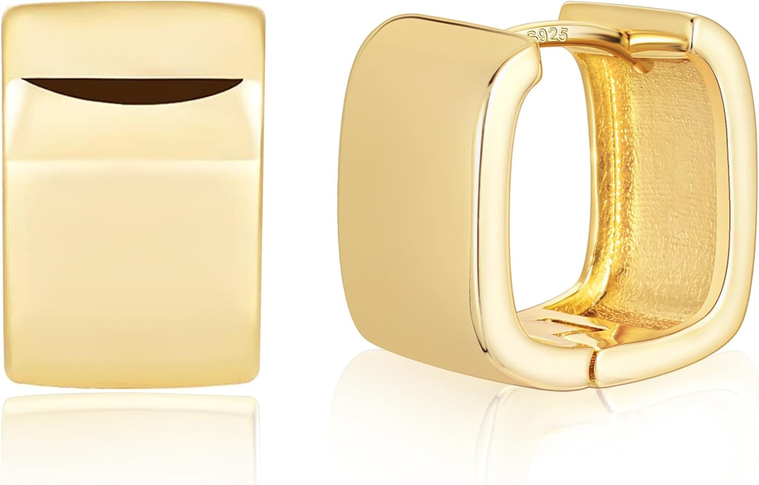925 Sterling Silver Small Square Huggie Hoop Earrings for Women Trendy Hypoallergenic 14K Gold Pl... | Amazon (CA)