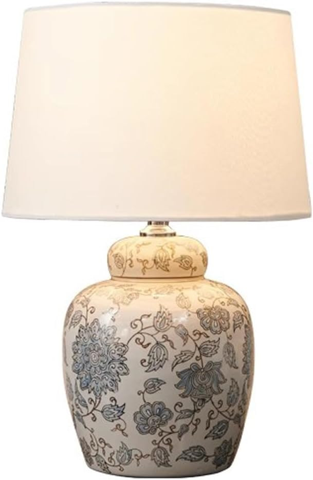 Hand-Painted Ceramic Table Lamp Floral Pattern Chinoiserie Lamps American Classic Fabric Lampshad... | Amazon (US)