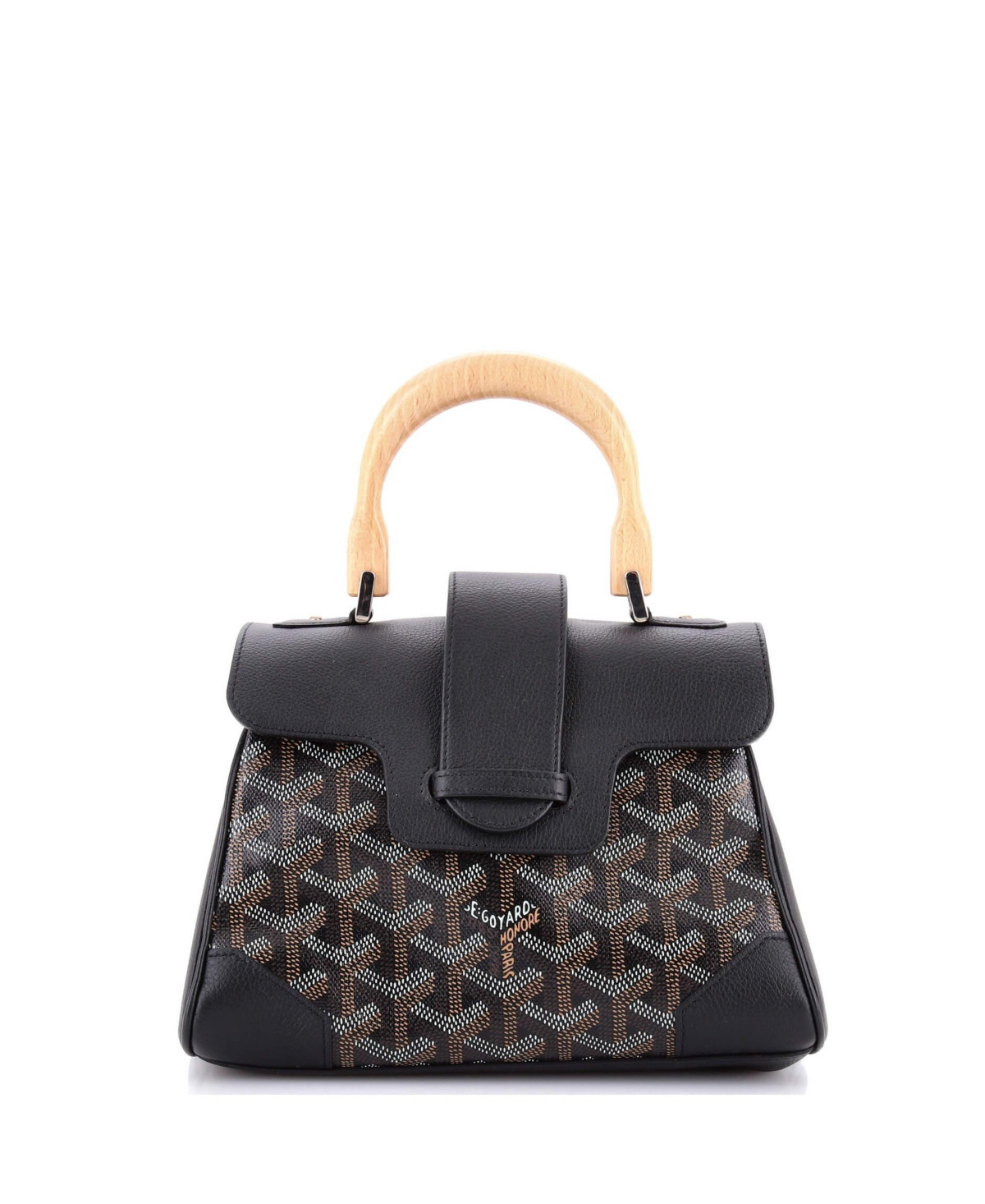 Pre-Owned Goyard Mini Saigon Top Handle Bag Coated Canvas with Leather - Black | Macy's
