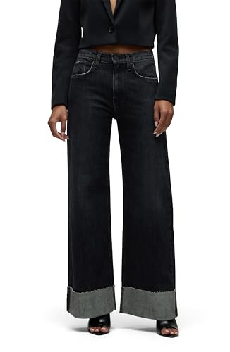 HUDSON Women's Jodie Petite High Rise Loose Fit Wide Leg Jean, Milano Noir, 29 | Amazon (US)