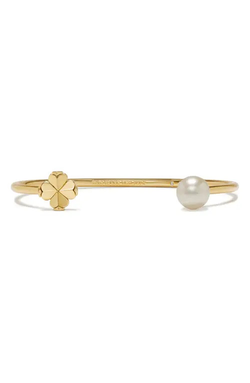 Kate Spade New York spade flower faux pearl cuff bracelet in Gold at Nordstrom | Nordstrom