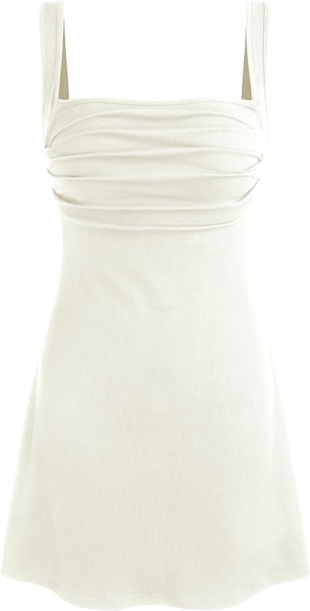 CIDER Ruched Square Neck Mini Dress | Amazon (US)