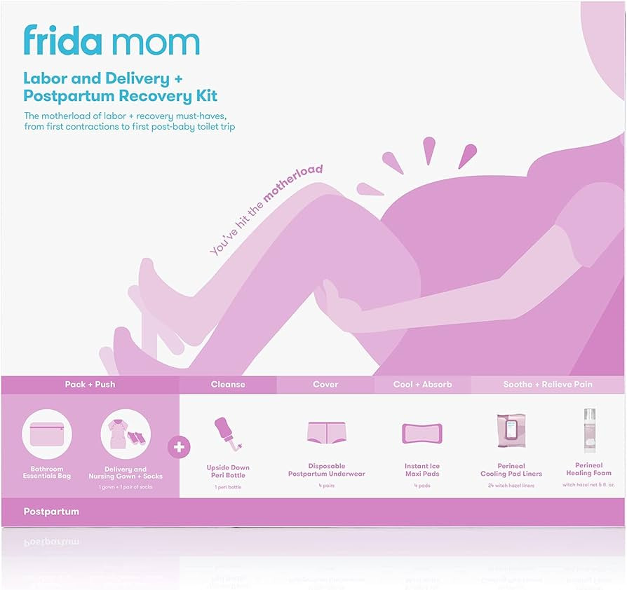 Frida Mom Hospital Packing Kit for Labor, Delivery, & Postpartum | Nursing Gown, Socks, Peri Bott... | Amazon (US)