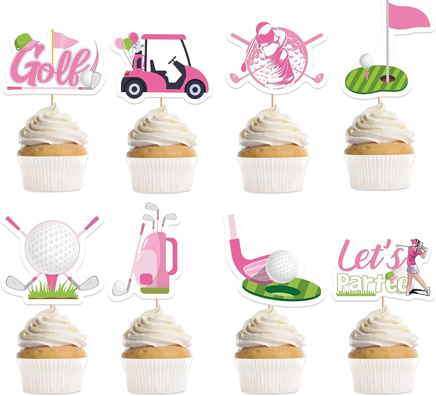 40 Pcs Golf Party Decorations, Golf Themed Pink & Green Cupcake Toppers, Fun Birthday Party Suppl... | Amazon (US)