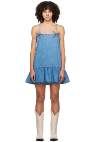 Blue Bows Denim Minidress | SSENSE