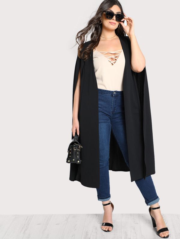 Solid Longline Cape Coat | SHEIN