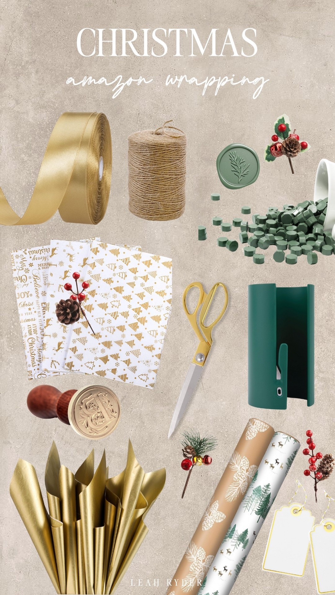These Christmas Amazon wrapping supplies make last-minute gift wrapping look intentional and elevated. Neutral wrapping paper, wax seals, twine, and greenery accents create a cohesive holiday aesthetic without extra effort. Perfect for minimalist Christmas gift wrap, modern holiday wrapping, and neutral Christmas decor lovers. Everything shown is easy to order online and arrives quickly for holiday gifting deadlines.

#LTKGiftGuide #LTKSeasonal #LTKHoliday