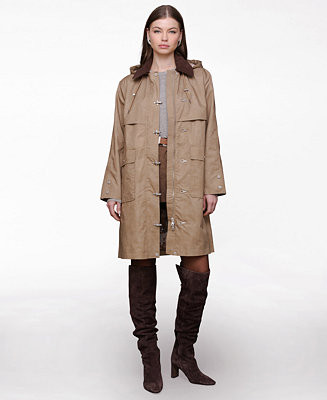 Women's Hooded Midi Canvas Jacket | Macy's