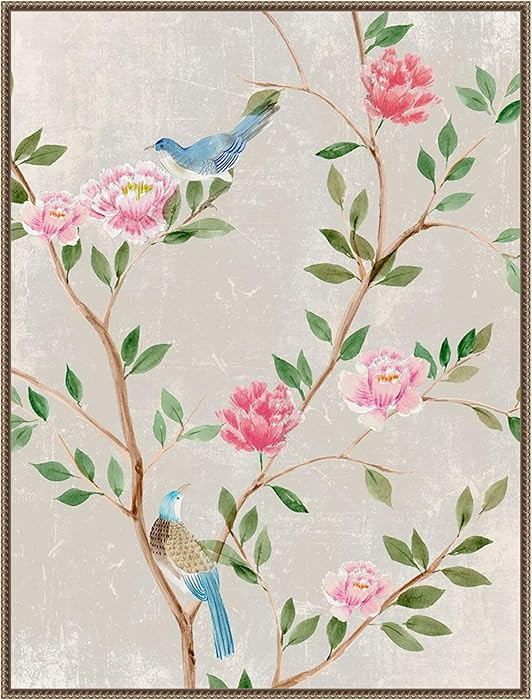 Amanti Art Framed Canvas Wall Art 42x32 Bird Garden I by Aria K, Framed Wall Art Canvas, Animals ... | Amazon (US)