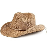 BESOOGII Straw Sun Beach Cowboy Hat for Women Short Brim Western Cowgirl Hat | Amazon (US)