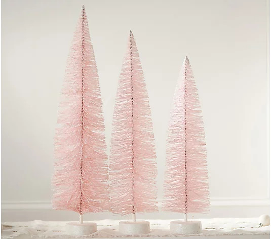 Set of 3 Oversized Lit Bottlebrush Trees by Valerie - QVC.com | QVC