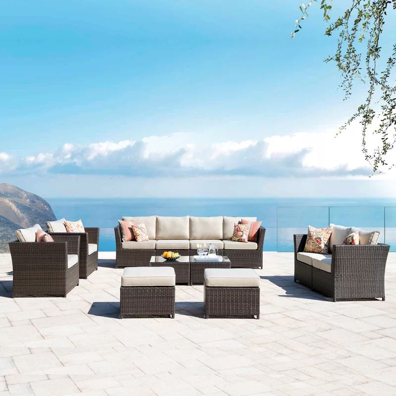 Cassville Wicker/Rattan 8 - Person Seating Group with Cushions | Wayfair North America