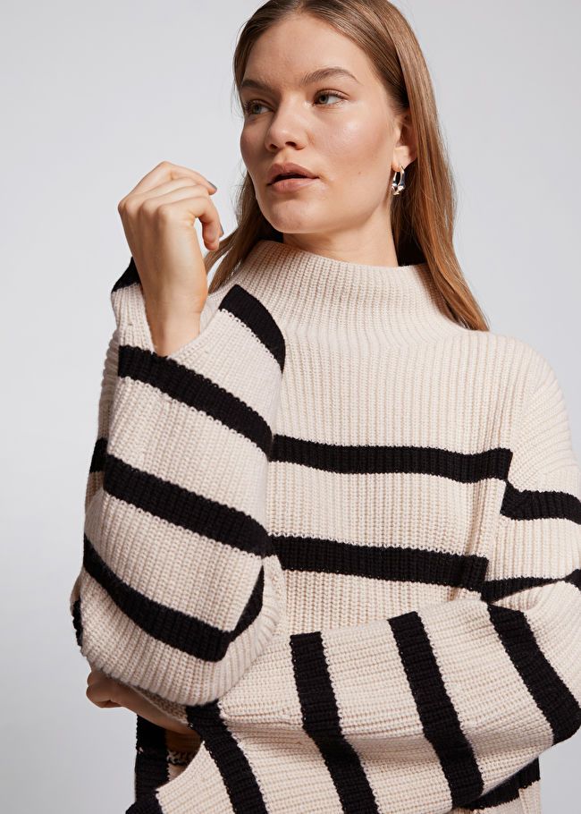 Oversized Mock Neck Striped Sweater | & Other Stories US