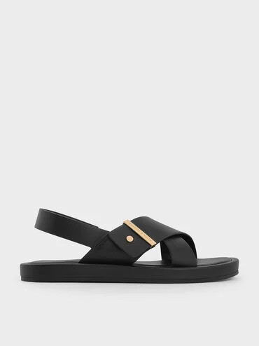 Black Audra Crossover-Strap Slingback Sandals | CHARLES & KEITH | Charles & Keith US