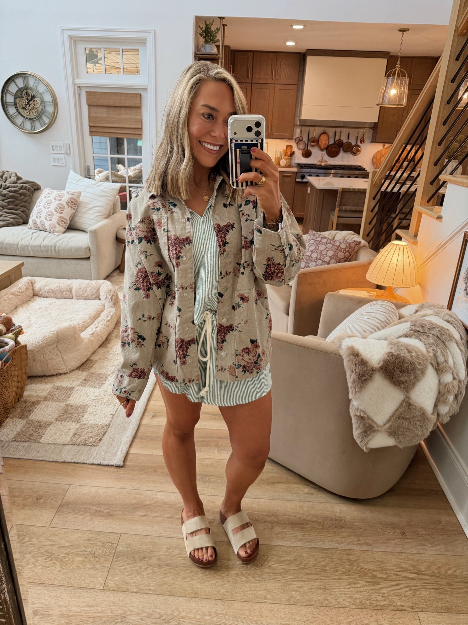 LOVE a denim jacket & this one reminds me of FP w/out the price tag! 🌼 in the S! & for the set, S top & M bottoms. TTS sandals! 

Spring style / target finds / ootd / cute / casual / comfy / florals / Holley Gabrielle 

#LTKootd #LTKSaleAlert #LTKSeasonal