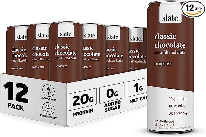 Slate Milk - High Protein Shake, Classic Chocolate, 20g Protein, 0g Added Sugar, Lactose Free, Ke... | Amazon (US)