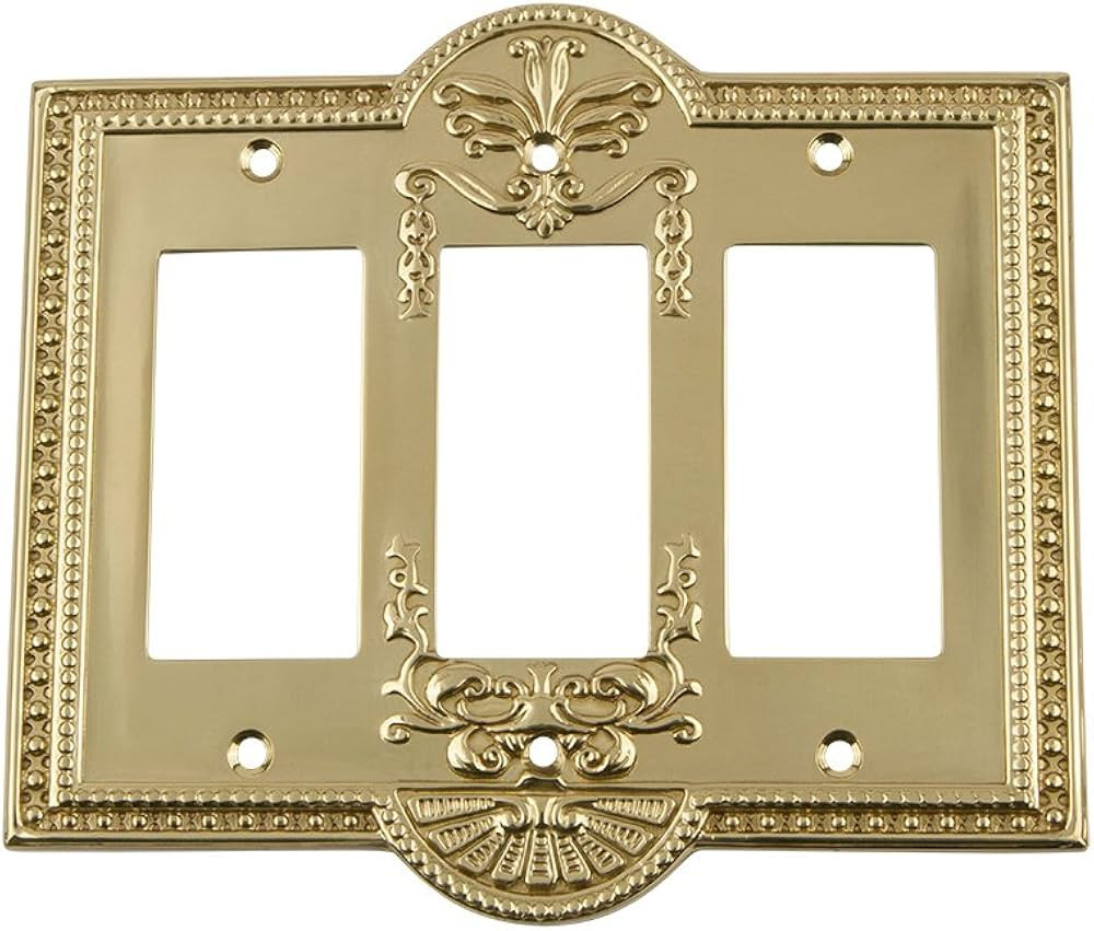 Nostalgic Warehouse 719931 Meadows Switch Plate with Triple Rocker, Polished Brass | Amazon (US)