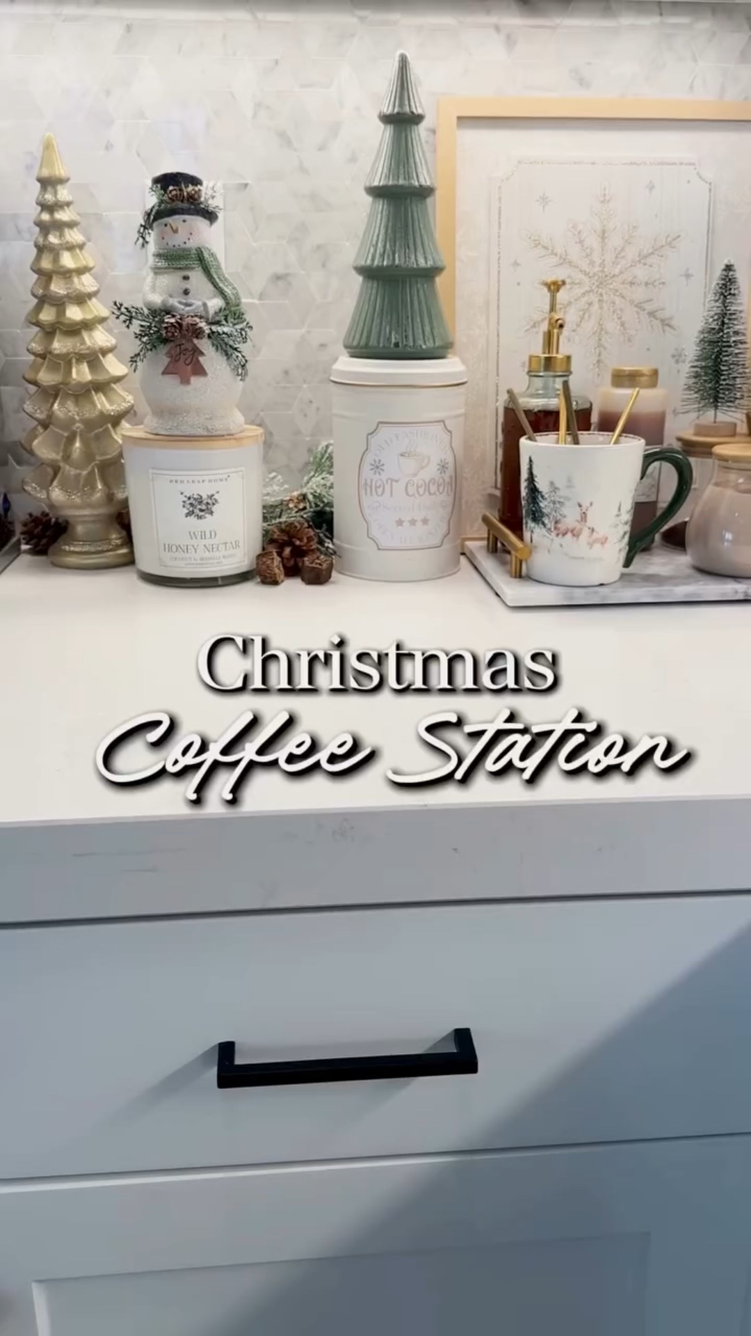A tiny holiday joy: my Christmas coffee station ✨
Syrups, cocoa mix, a festive mug, and a few sparkly trees… just enough to make every morning feel cozy and magical. 

It doesn’t have to be fancy — a little tray and a few pretty touches totally transform a corner of your kitchen. ☕️🎄

Would you do something like this  at home this season?

Everything is linked on my LTK (link in bio) if you’d like to recreate it. 🌟

#christmascoffeestation
#coffeebar 
#christmaskitchen
#coffeestation 
#christmasdecorideas