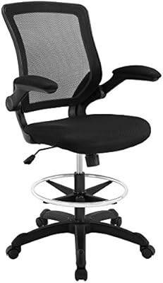 Modway Veer Drafting Chair - Reception Desk Chair - Flip-Up Arm Drafting Chair in Black | Amazon (US)