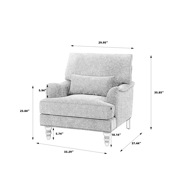 Upholstered Navy Nailhead Trim Accent Chair with Throw Pillow and Solid Wood Legs | Wayfair North America