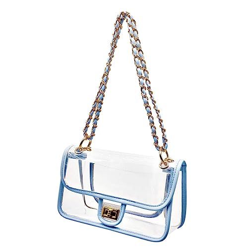 Laynos Clear Purse Turn Lock NFL Approved Chain Waterproof Crossbody Shoulder Bags Handbags | Amazon (US)