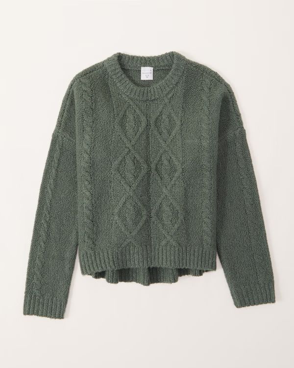girls cable stitch crewneck sweater | girls | Abercrombie.com | Abercrombie & Fitch (US)