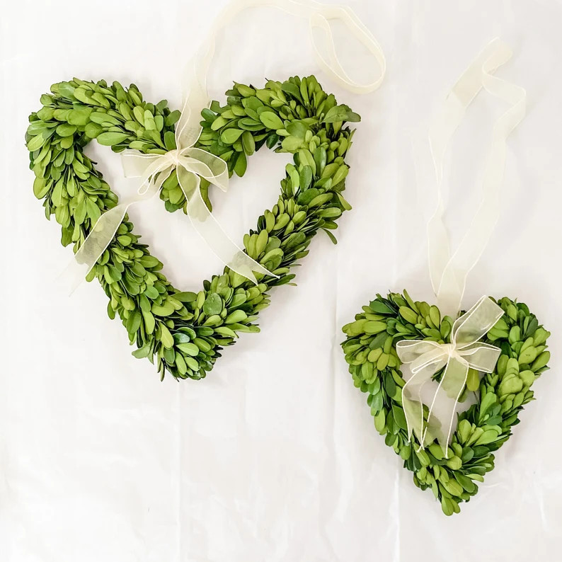 Boxwood Valentine Wreath, Ships Same Day, 6", 8", 10", Trio of Hearts, Valentine Door Decor, | Etsy (US)