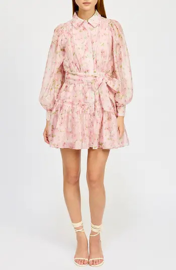Josette Floral Long Sleeve Mini Shirtdress | Nordstrom