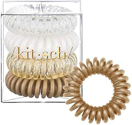Kitsch Spiral Hair Ties, Coil Hair Ties, Phone Cord Hair Ties, Hair Coils - 4 Pcs, Blonde | Amazon (US)