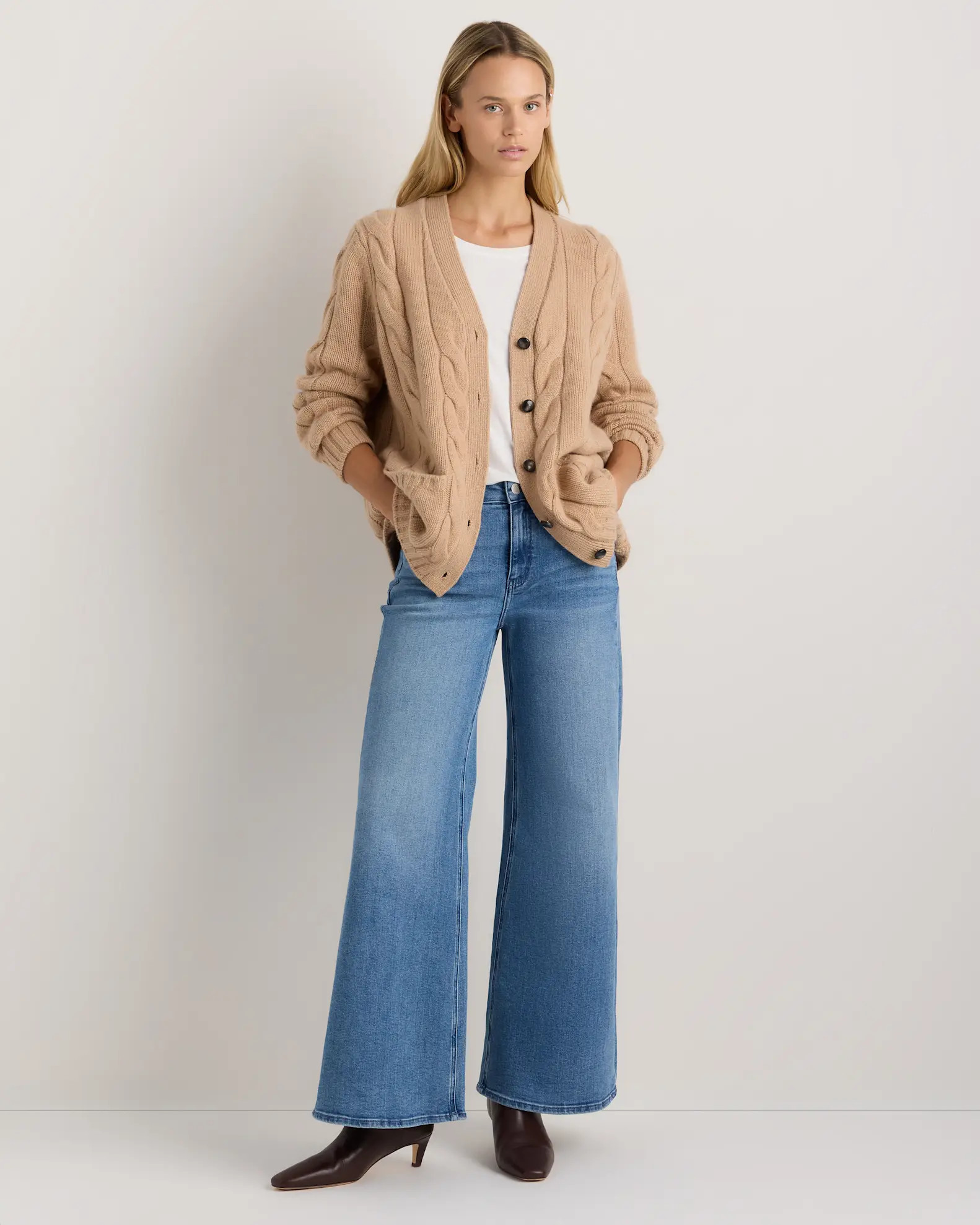 Luxe Baby Cashmere Cable Cardigan in Creamy Cortado | Quince